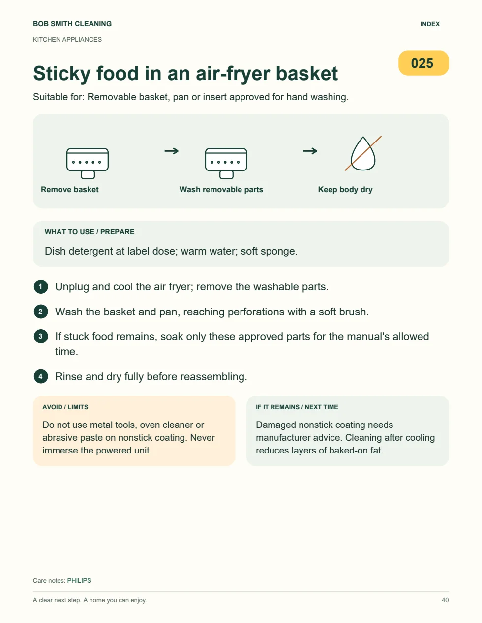 Actual guide page: air fryer cleaning